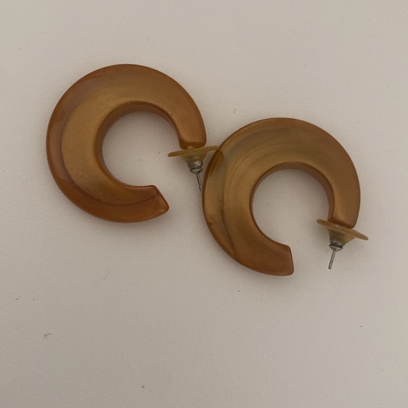 Vintage Acrylic Pierced Thick Hoop Earrings - Picture 2 of 5